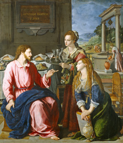 Christ with Maria and Martha - Alessandro Allori as art print or ...