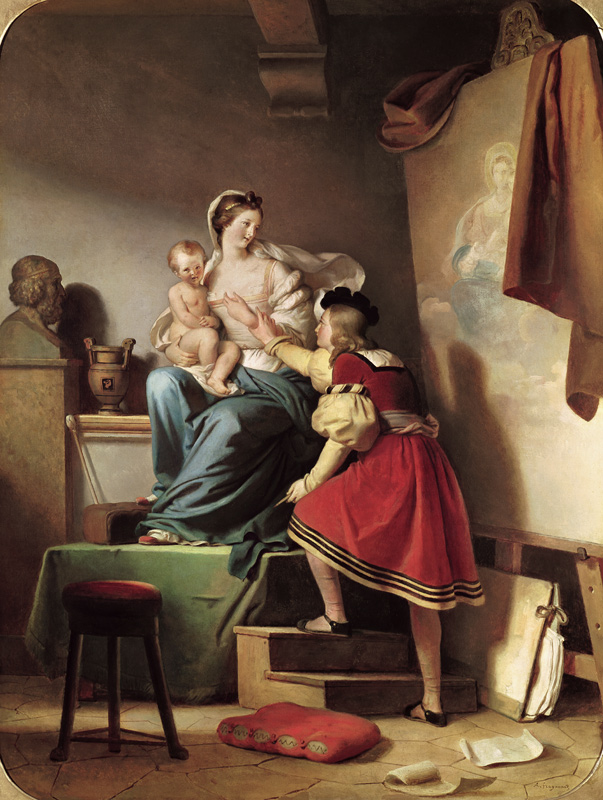 Raphael Adjusting his Model''s Pose for his Painting of the Virgin and Child from Alexandre Evariste Fragonard