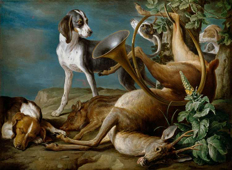 Still Life of Dead Game with Hounds from Alexandre-François Desportes