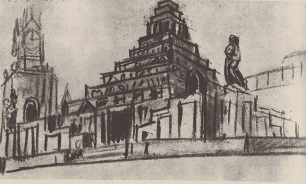 First sketch for the Lenin Mausoleum from Alexei Wiktorowitsch Schtschussew