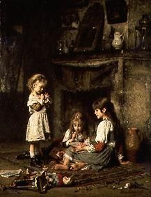 Children at the soap-bubble game from Alexej Alexejew Charlamoff