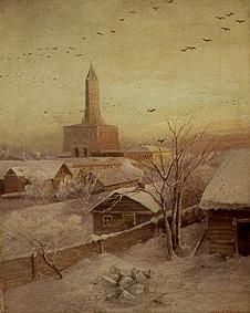 The Schukarew tower in Moscow in winter from Alexej Savrasov