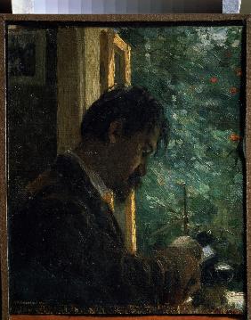 Portrait of the engraver Vasily Mathé  (1856-1917) at work