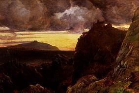 Evening coastal landscape with ruins of a castle from Alfred Clint