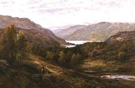 A Shepherd Boy with his Dog in a Highland Landscape from Alfred I Glendening