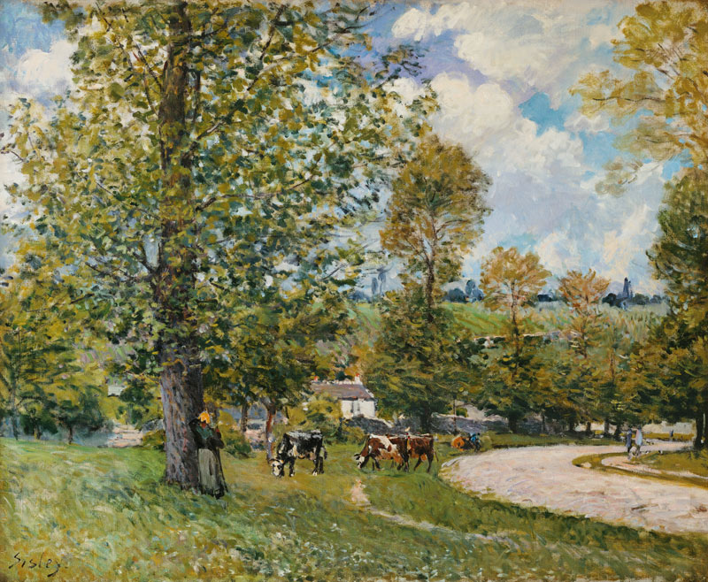 Grazing cows at Louveciennes from Alfred Sisley
