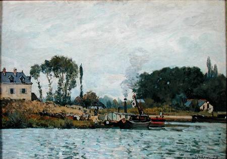 Boats at the lock at Bougival from Alfred Sisley