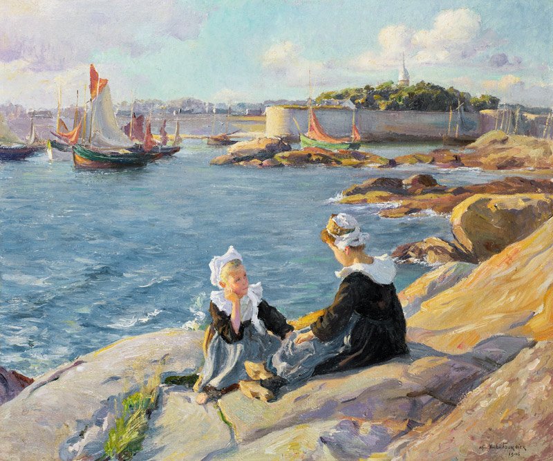 Breton Girls by the Harbour, Concarneau from Alfred Victor Fournier