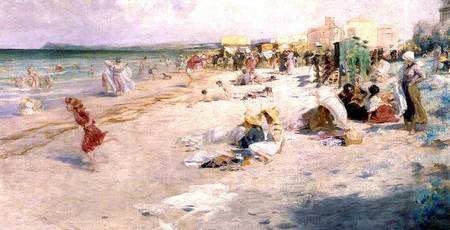 A Busy Beach in Summer from Alois Hans Schram