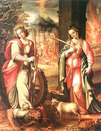 St. Catherina and St. Agnes from Alonso Sánchez-Coello