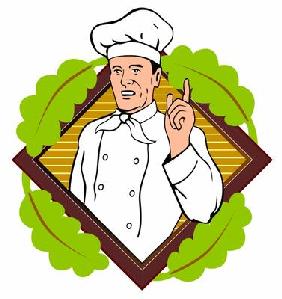 Chef with leaves in the background