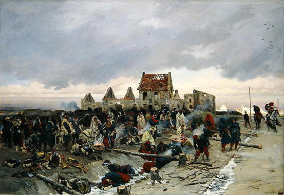 Bivouac at Le Bourget after the Battle of 21st December 1870, 1872 (oil on canvas) from Alphonse Marie de Neuville