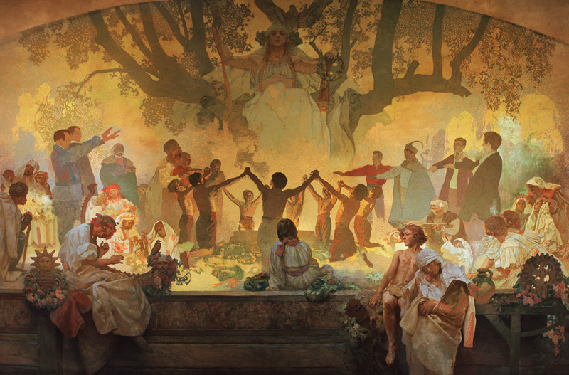 The Oath of Omladina Under the Slavic Linden Tree (The cycle The Slav Epic) from Alphonse Mucha
