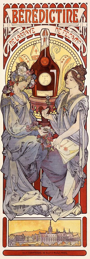 Advertising Poster for the Bénédictine from Alphonse Mucha