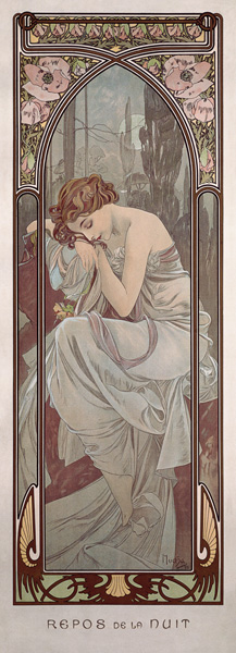 Times of day: Night's rest from Alphonse Mucha