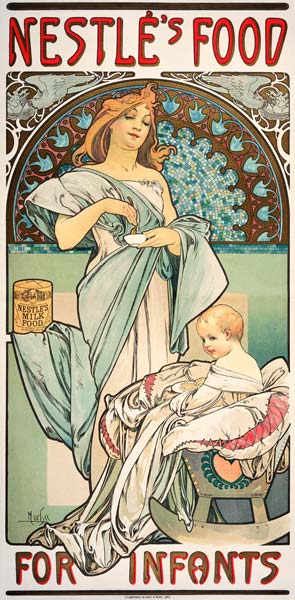 for Infants. Plakat, - Alphonse Mucha as art print hand painted oil.