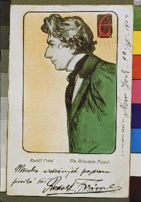 The Bohemian pianist Rudolf Friml postcard with dedication for a concert Tournée of the artist