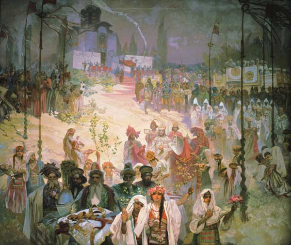 The Coronation of the Serbian Tsar Stefan Dusan as East Roman Emperor (The cycle The Slav Epic) from Alphonse Mucha