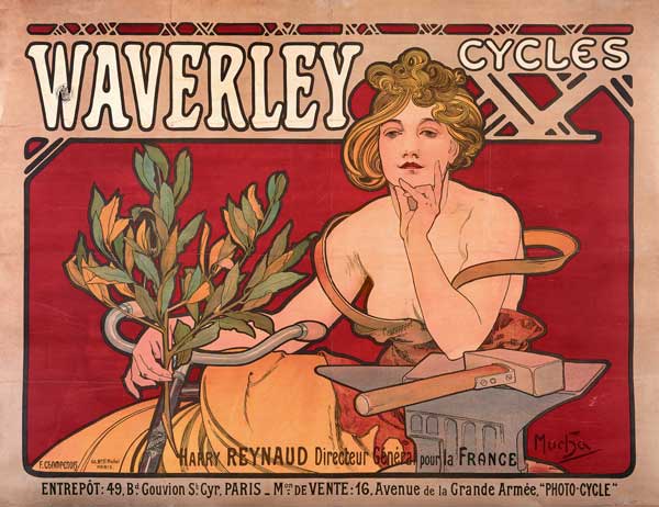 Poster advertising ''Waverley Cycles'' from Alphonse Mucha