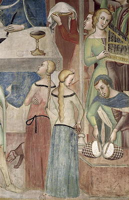 Satan Asking God to Tempt Job, detail of musicians, 1356-67 (fresco) from also Manfredi de Battilori Bartolo di Fredi