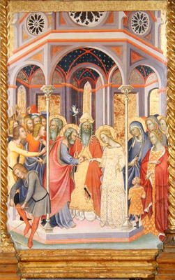 Triptych of the Coronation of the Virgin, left wing depicting the Marriage of the Virgin (oil on pan from also Manfredi de Battilori Bartolo di Fredi