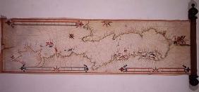 Miniature Nautical Map of the Adriatic, 1624 (parchment)