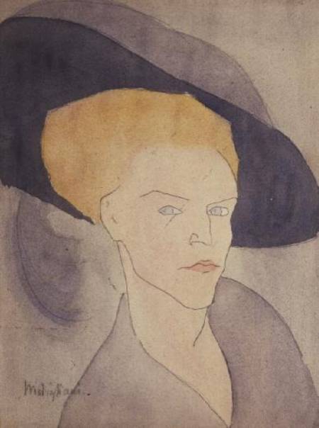 Head of a Woman wearing a hat from Amadeo Modigliani