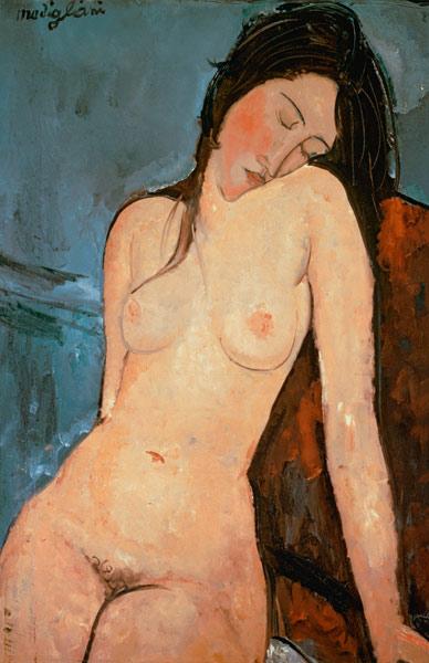 Detail of naked sitting woman