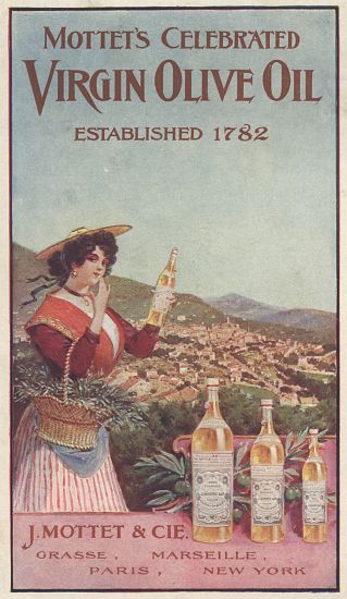 Advertisement for Mottet's Celebrated Virgin Olive Oil from American School