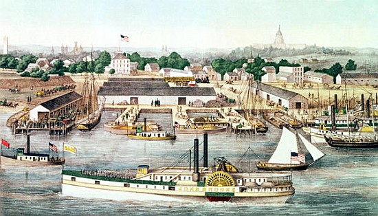 Bird''s Eye View of Sixth Street Wharf, Washington D.C, published by  Charles Magnus from American School
