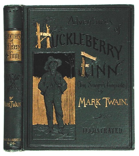 Cover of ''Adventures of Huckleberry Finn'' Mark Twain (1835-1910) first American edition, published from American School