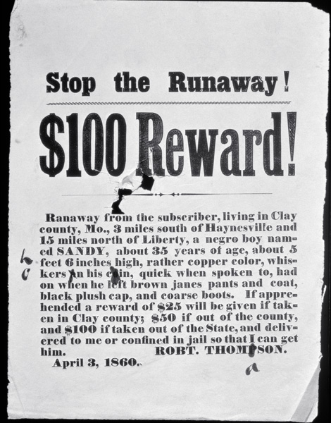 Reward Poster, April 3, 1860 (letterpress broadside) from American School, (19th century)