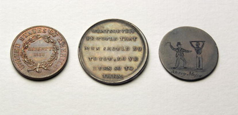 Anti-Slavery Coins and Medal (metal) (obverse) (for reverse see 187697) from American School, (19th century)