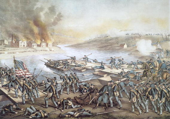 The Battle of Fredericksburg, 13th December 1862 (litho) from American School, (19th century)