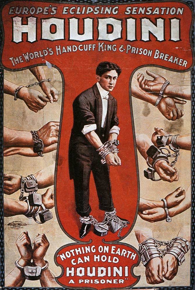 Poster advertising a performance by Houdini from American School, (20th century)