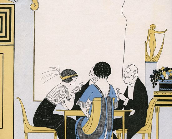 Elegant Couples Playing a Card Game from American School, (20th century)