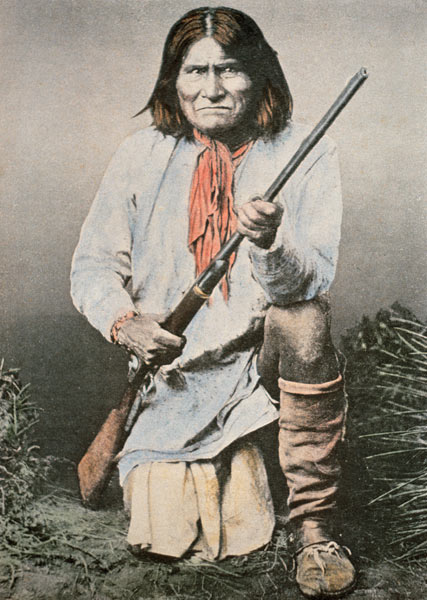 Geronimo (coloured photo) from American School, (20th century)