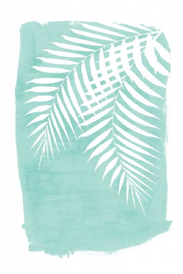 Teal Palm Leaves Foliage Silhouette