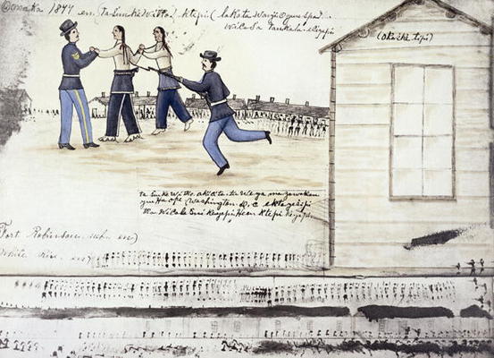 The death of Crazy Horse (c.1842-77) in 1877, Fort Robinson, Nebraska (ink on paper) from Amos Bad Heart Buffalo