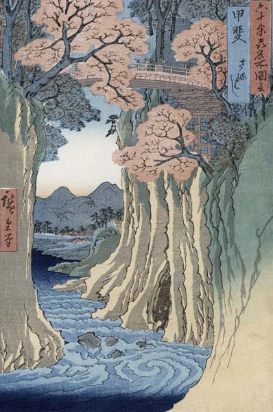 The monkey bridge in the Kai province, from the series 'Rokuju-yoshu Meisho zue' (Famous Places from from Ando oder Utagawa Hiroshige