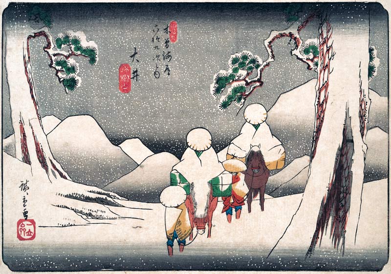 Travellers in the Snow at Oi from Ando oder Utagawa Hiroshige