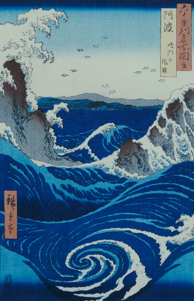 The Naruto whirlpools in Awa Province. From the series "Famous Views of the 60-odd Provinces" from Ando oder Utagawa Hiroshige