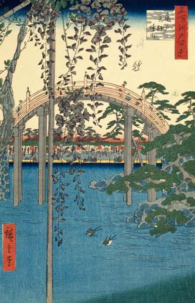 The Bridge with Wisteria or Kameido Tenjin Keidai, plate 57 from ''100 Views of Edo'' from Ando oder Utagawa Hiroshige