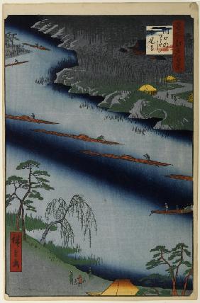 Zenko Temple and the Ferry at Kawaguchi (One Hundred Famous Views of Edo)