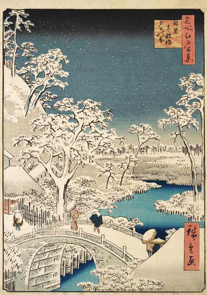 Yuhi Hill and the Drum Bridge at Meguro (One Hundred Famous Views of Edo) from Ando oder Utagawa Hiroshige