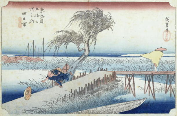 The Hurricane (Yokkaichi) no.44 from the series '53 Stations of the Tokaido Road' (woodblock print) from Ando oder Utagawa Hiroshige