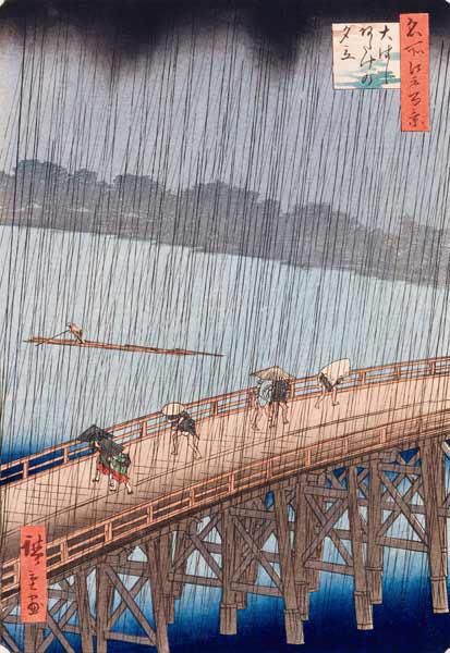 Sudden Shower on Ohashi Bridge at Ataka, from the series ''100 Views of Edo'', 1857 (see also 66101)