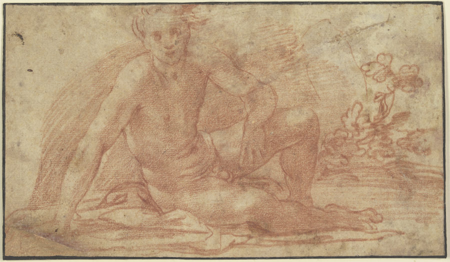 Sitzender Jünglingsakt mit aufgestützter rechter Hand from Andrea del Sarto