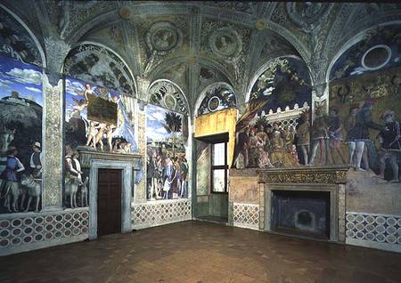 The Camera degli Sposi or Camera Picta with scenes from the court of Mantua, showing the Marchese Lu from Andrea Mantegna