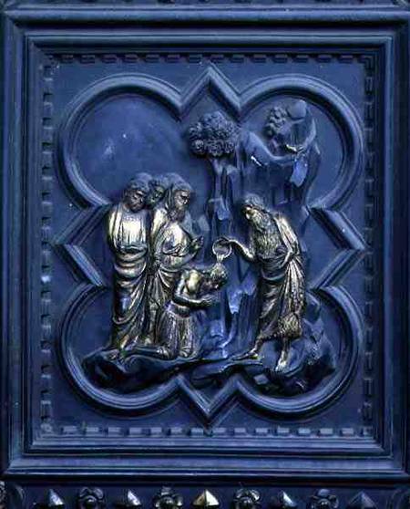 The Baptism of the Disciples, ninth panel of the South Doors of the Baptistery of San Giovanni from Andrea Pisano